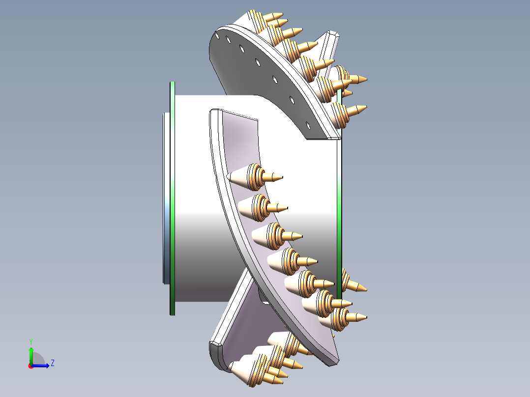 Q493-采煤机滚筒的设计【三维SolidWorks】左视图