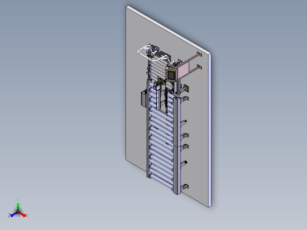 上下料滚筒线sw18可编辑正等轴测图
