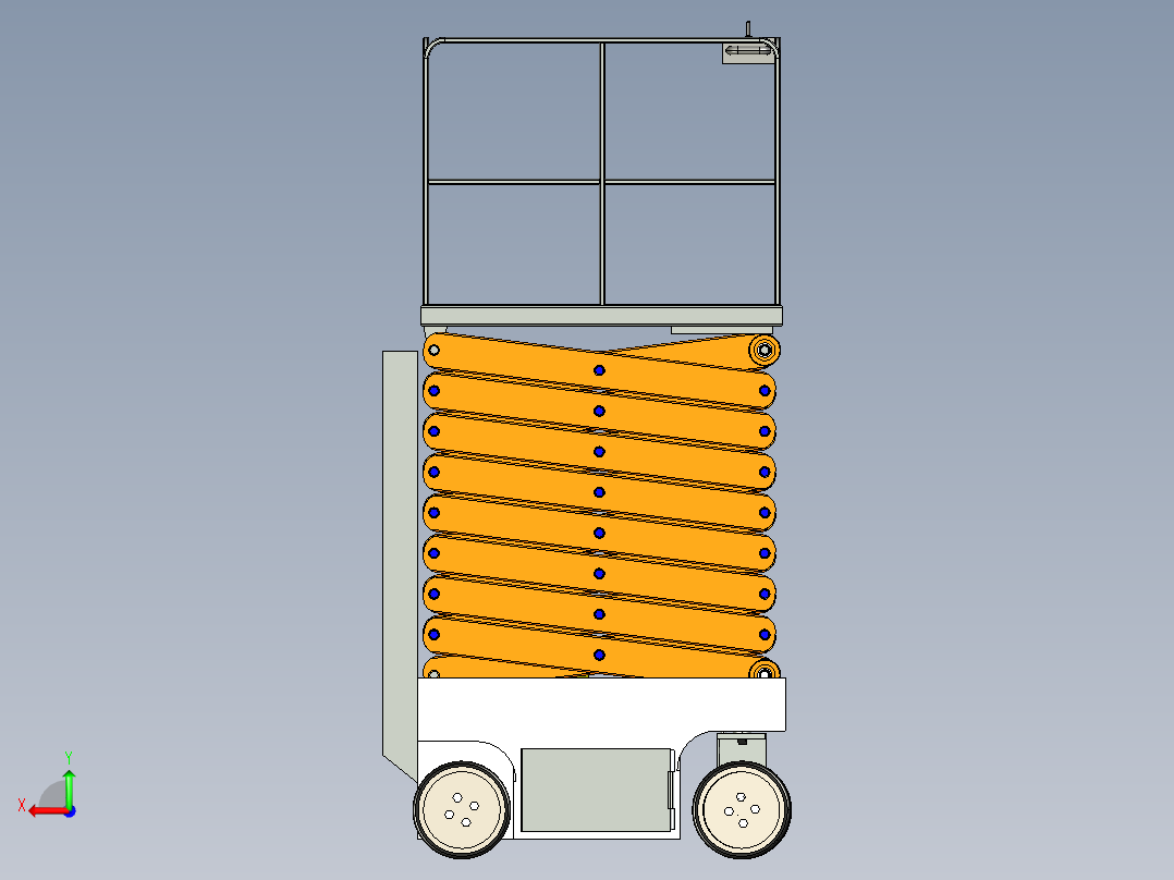剪叉式升降机3D模型后视图