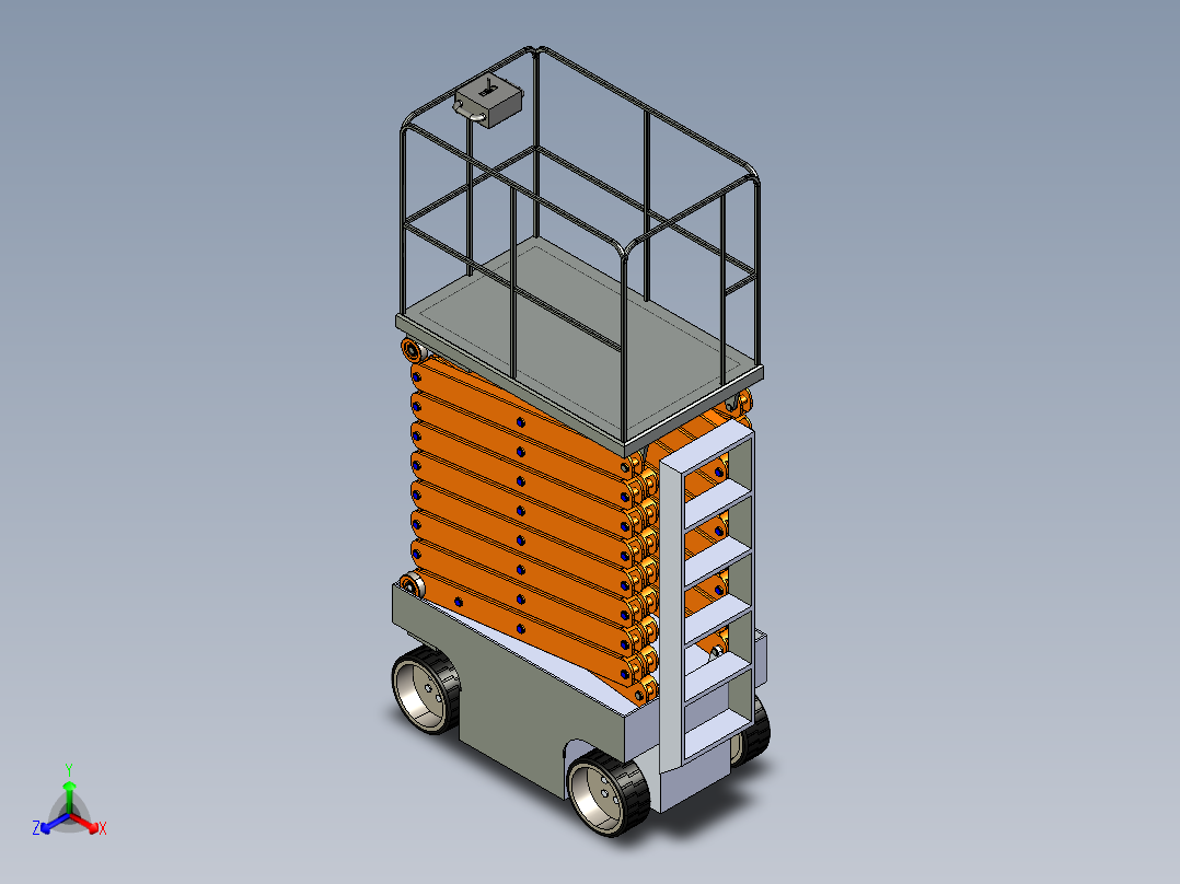 剪叉式升降机3D模型正等轴测图