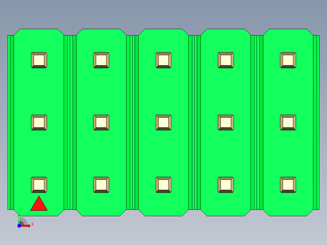 彩色公头100mil（2.54mm）系列-DS1021_green_3x05p_100mil_Type43_rev1.0前视图