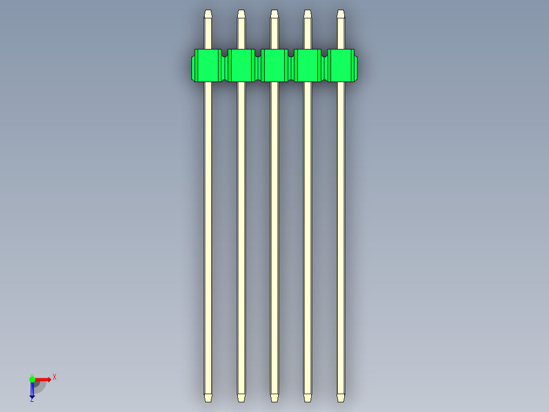 彩色公头100mil（2.54mm）系列-DS1021_green_3x05p_100mil_Type43_rev1.0俯视图