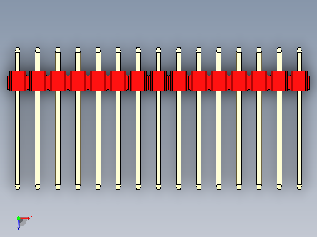 彩色公头100mil（2.54mm）系列-DS1021_red_2x15p_100mil_Type5_rev1.0俯视图
