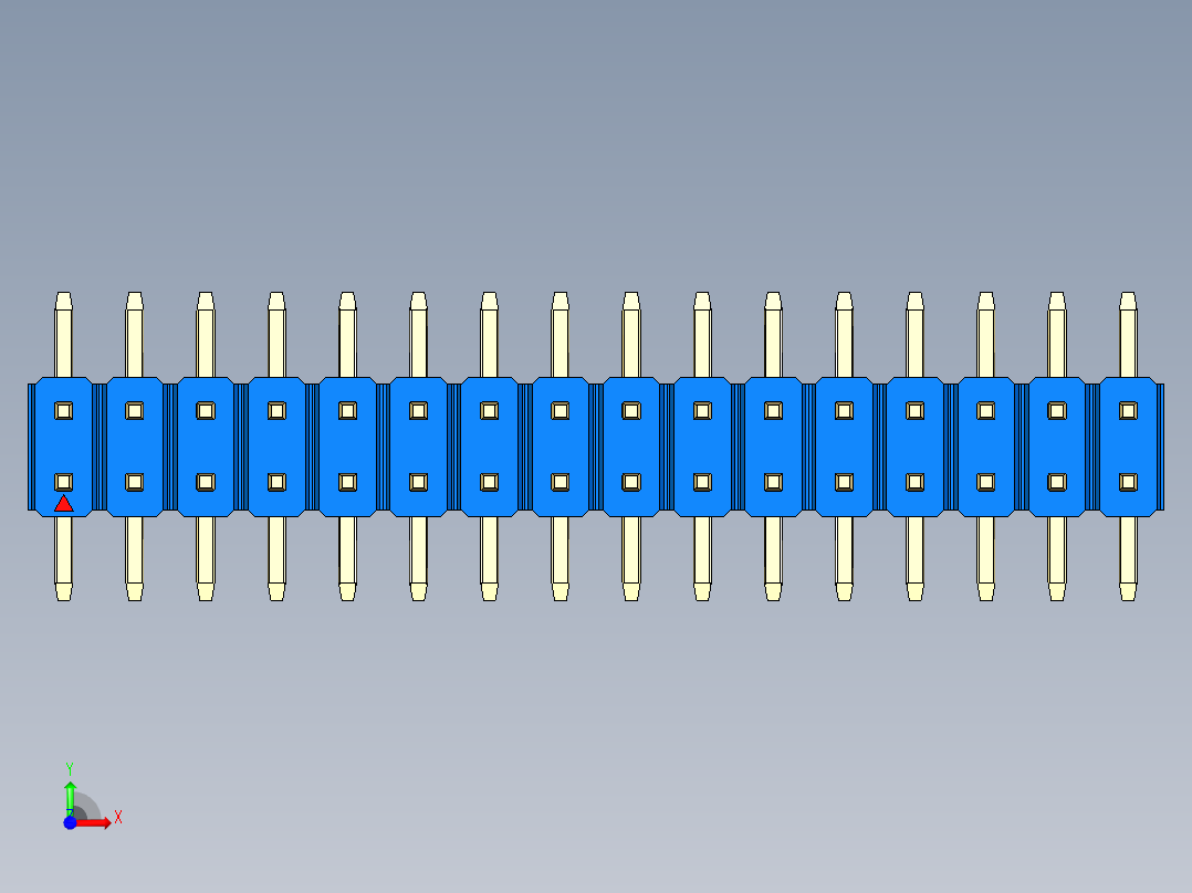 彩色公排针 100mil 2.54mm 系列-DS1022_blue_32p_100mil_TypeSMT_rev1.0前视图