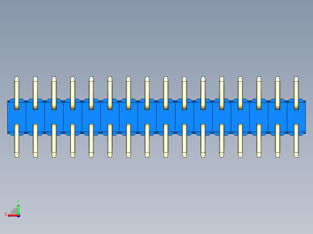 彩色公排针 100mil 2.54mm 系列-DS1022_blue_32p_100mil_TypeSMT_rev1.0后视图