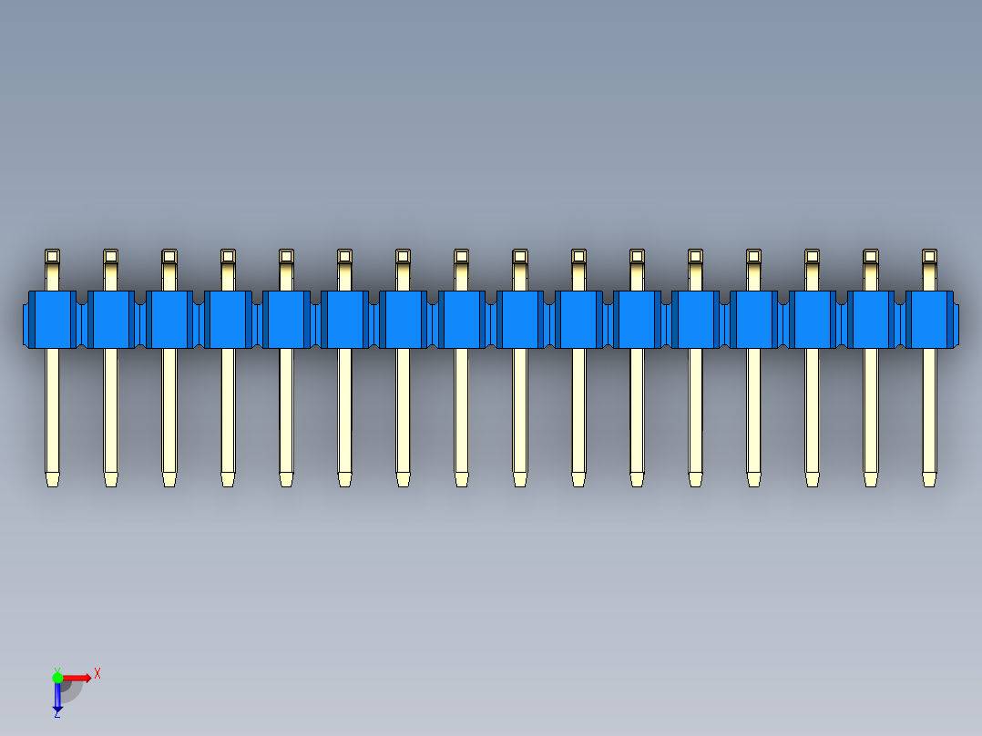 彩色公排针 100mil 2.54mm 系列-DS1022_blue_32p_100mil_TypeSMT_rev1.0俯视图