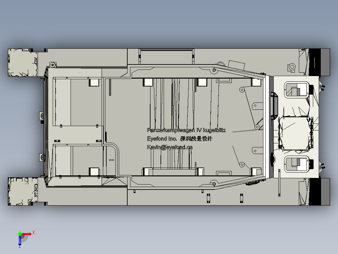 Panzer IV四号中型坦克1比16模型3D打印图纸 STL格式俯视图