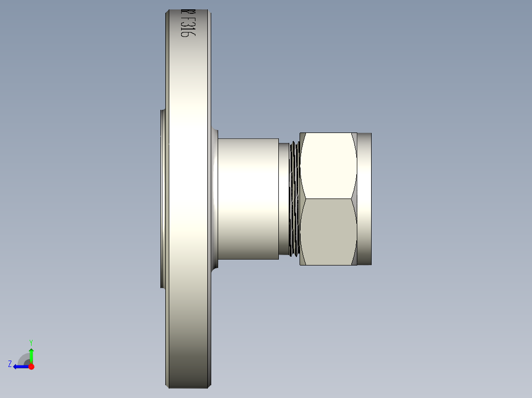 不锈钢ANSI法兰适配器，1英寸。世伟洛克卡套管接头，NPS 1英寸右视图