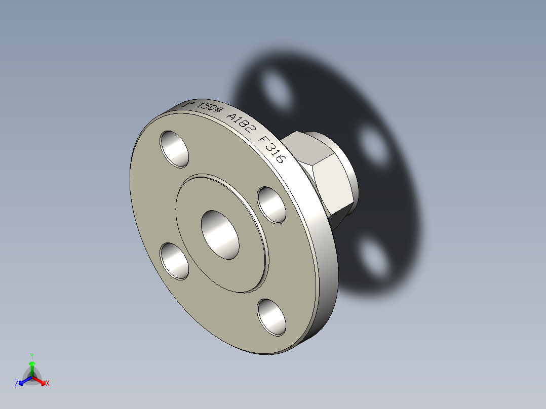 不锈钢ANSI法兰适配器，1英寸。世伟洛克卡套管接头，NPS 1英寸正等轴测图