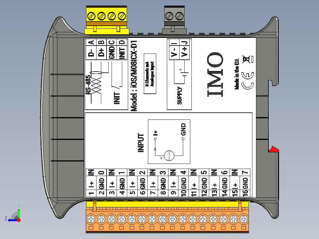 os-m08icx-d1-远程 IO 模块右视图