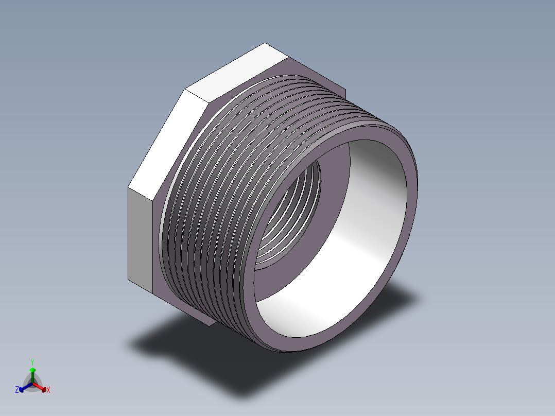 转接头-内外丝异径 DN50-DN25正等轴测图