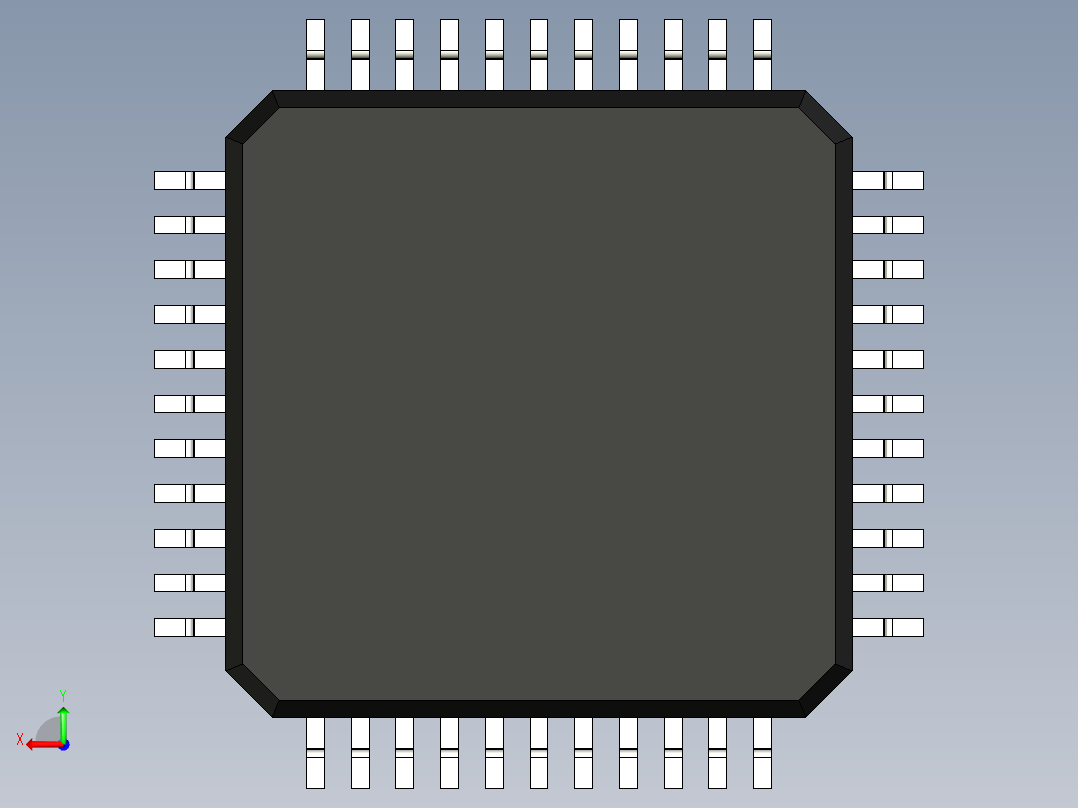 元器件3D封装QFP44_FPT-44P-M04153后视图