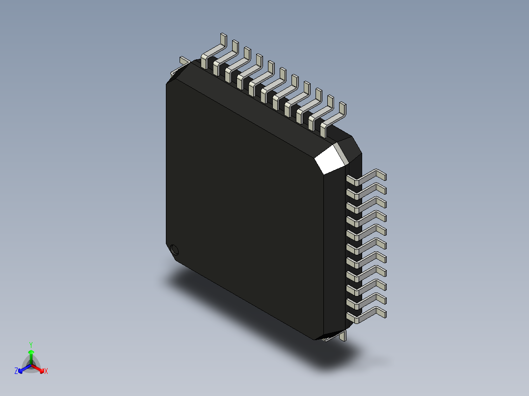 元器件3D封装QFP44_FPT-44P-M04153正等轴测图