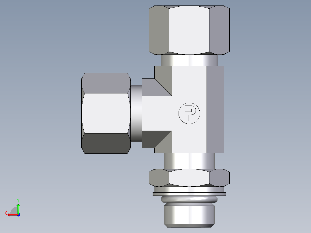 卡套式工业通用硬管接头EO_Adjustable_locknut_run_tee_LEE12ZLMORCF后视图