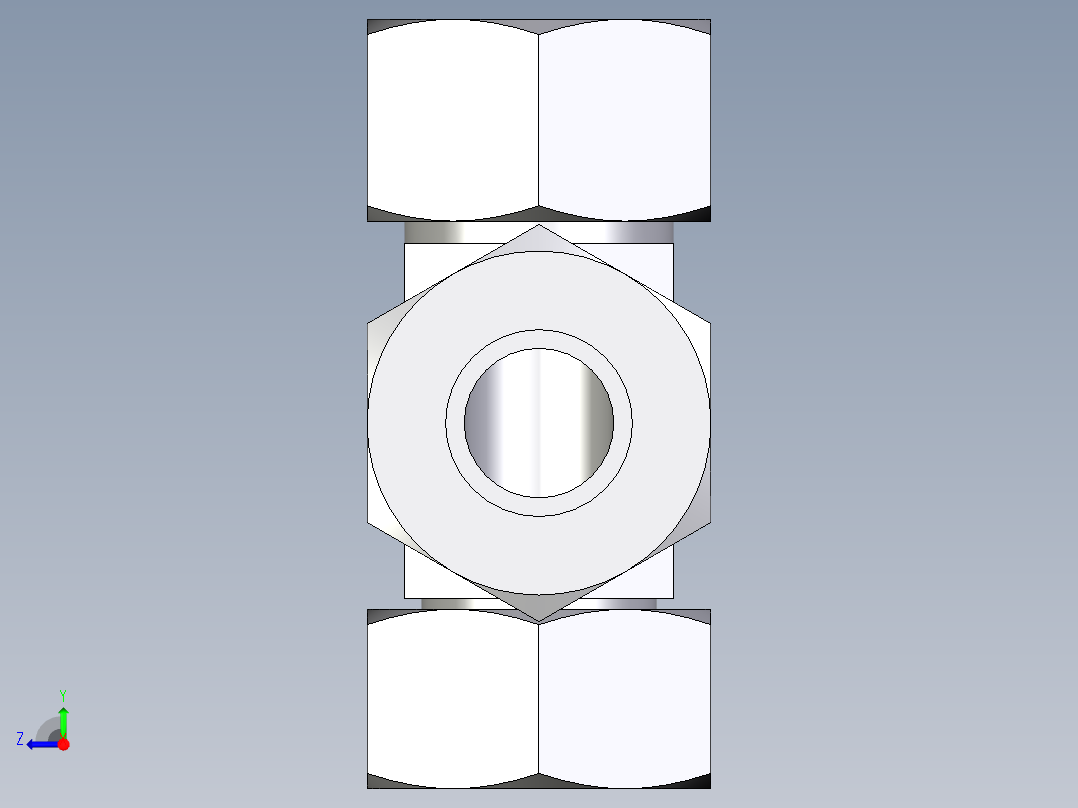 卡套式工业通用硬管接头EO_Swivel_nut_run_tee_EL25ZS71右视图