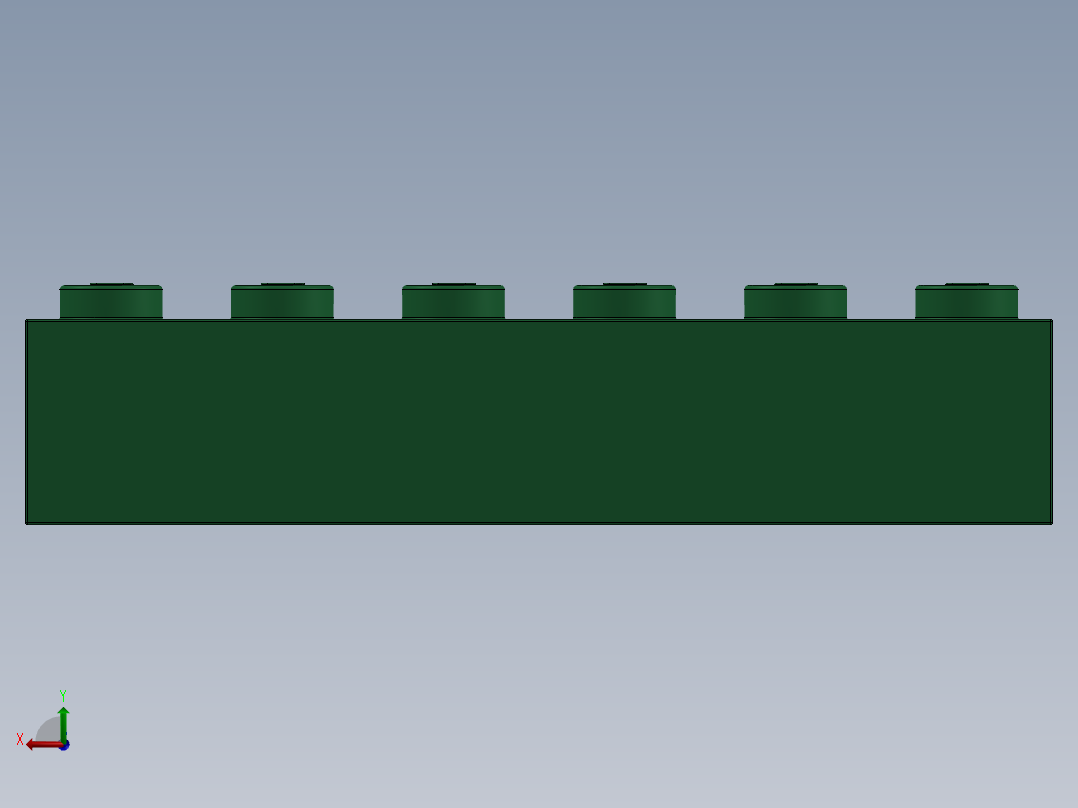 乐高套装 4421基本积木-4111844 - 3009 Dark Green Brick 1 x 6.SLDPRT后视图