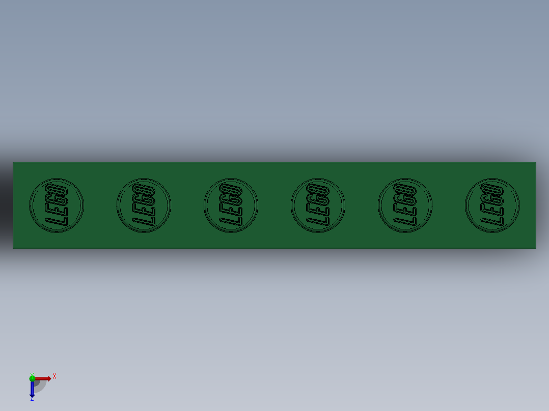 乐高套装 4421基本积木-4111844 - 3009 Dark Green Brick 1 x 6.SLDPRT俯视图