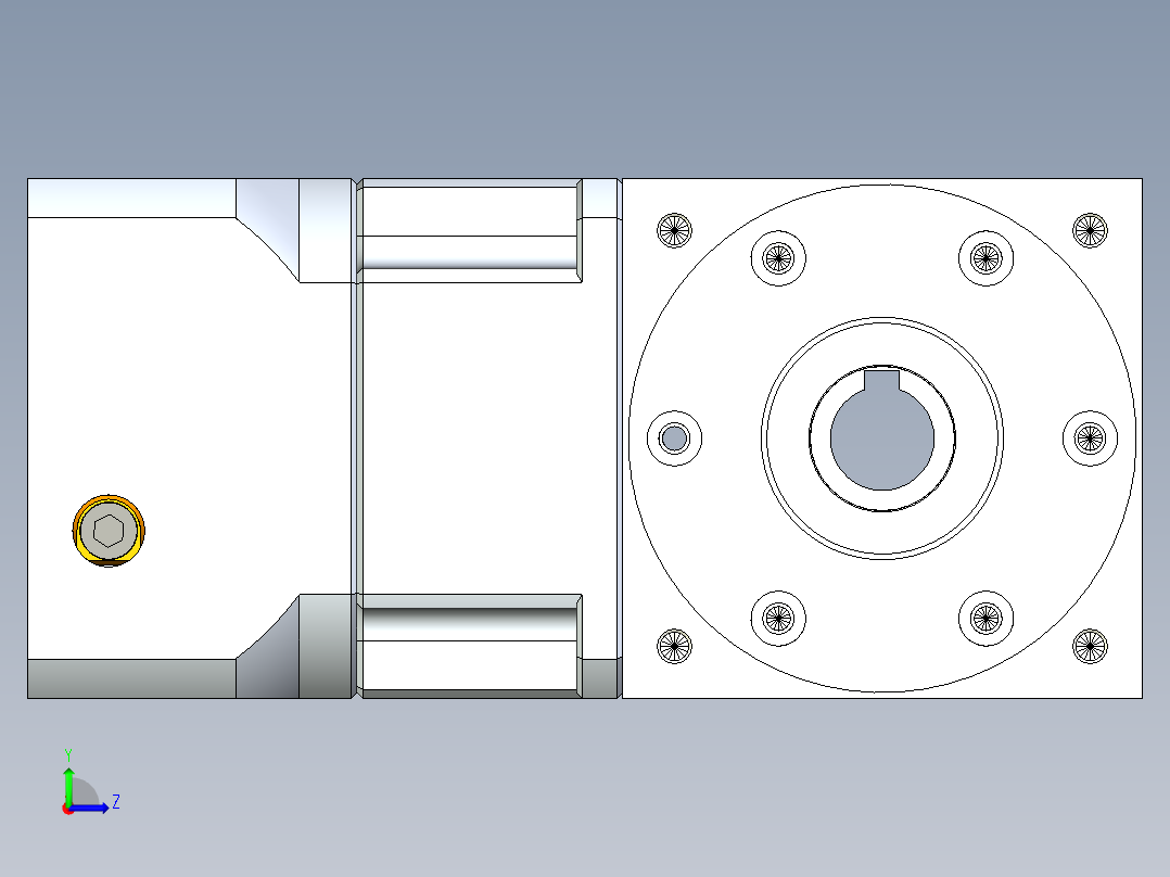 换向器PW90双孔 PGH90-L1 14-50-70-M4.stp左视图