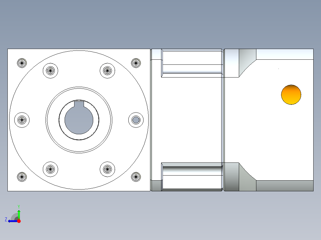 换向器PW90双孔 PGH90-L1 14-50-70-M4.stp右视图