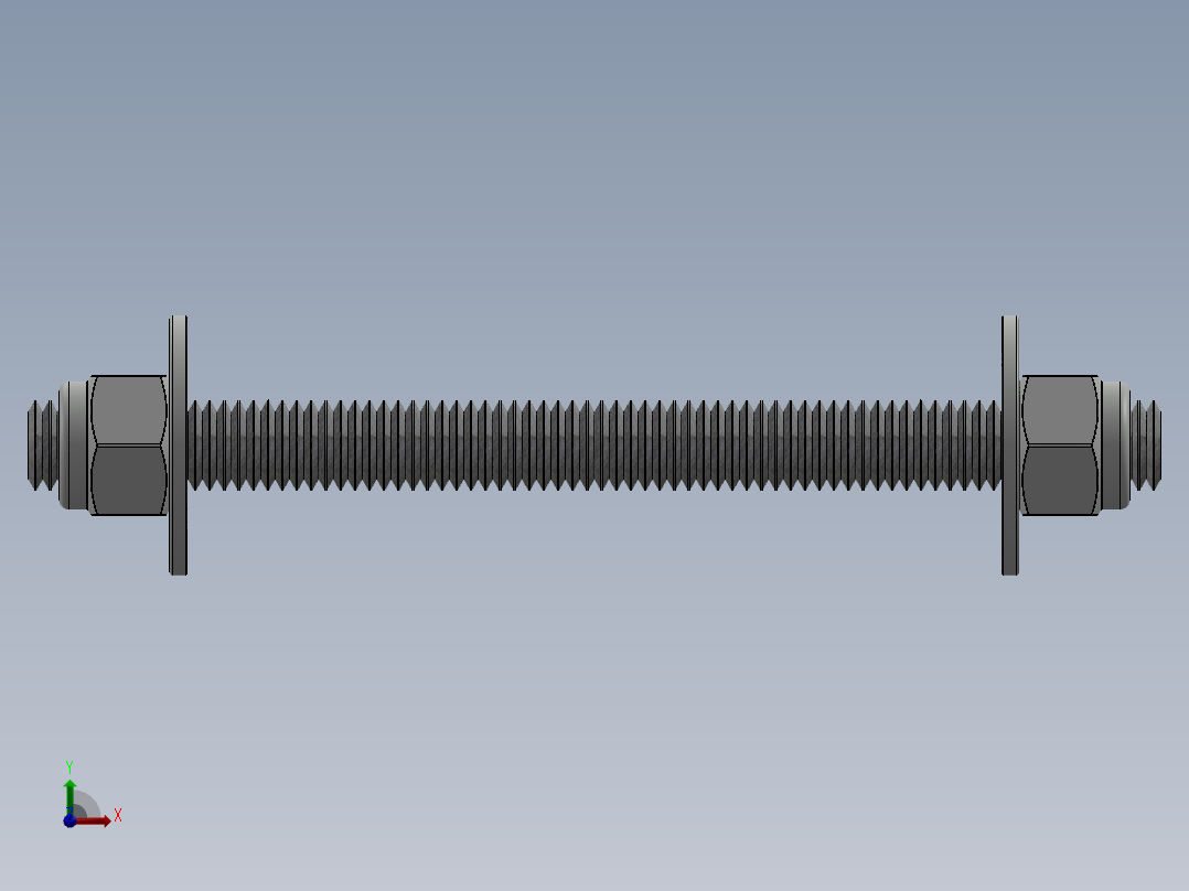 紧固件-0.5000 All-Thread前视图