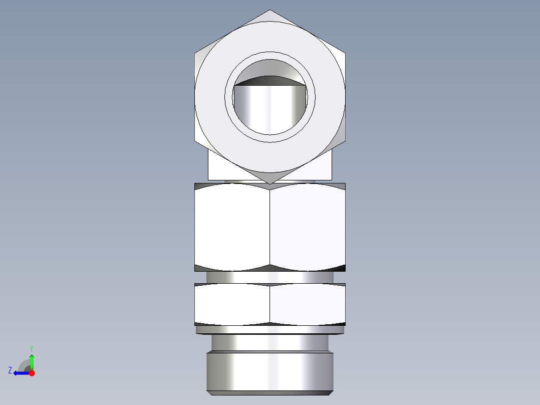 卡套式工业通用硬管接头EO_Assembled_adjustable_standpipe_elbow_EVW30SR71右视图