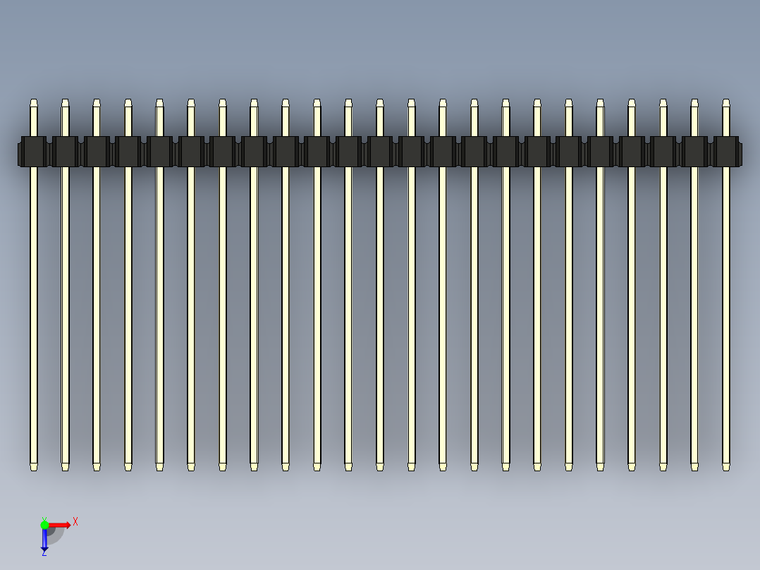彩色公头100mil（2.54mm）系列-DS1021_black_1x23p_100mil_Type43_rev1.0俯视图