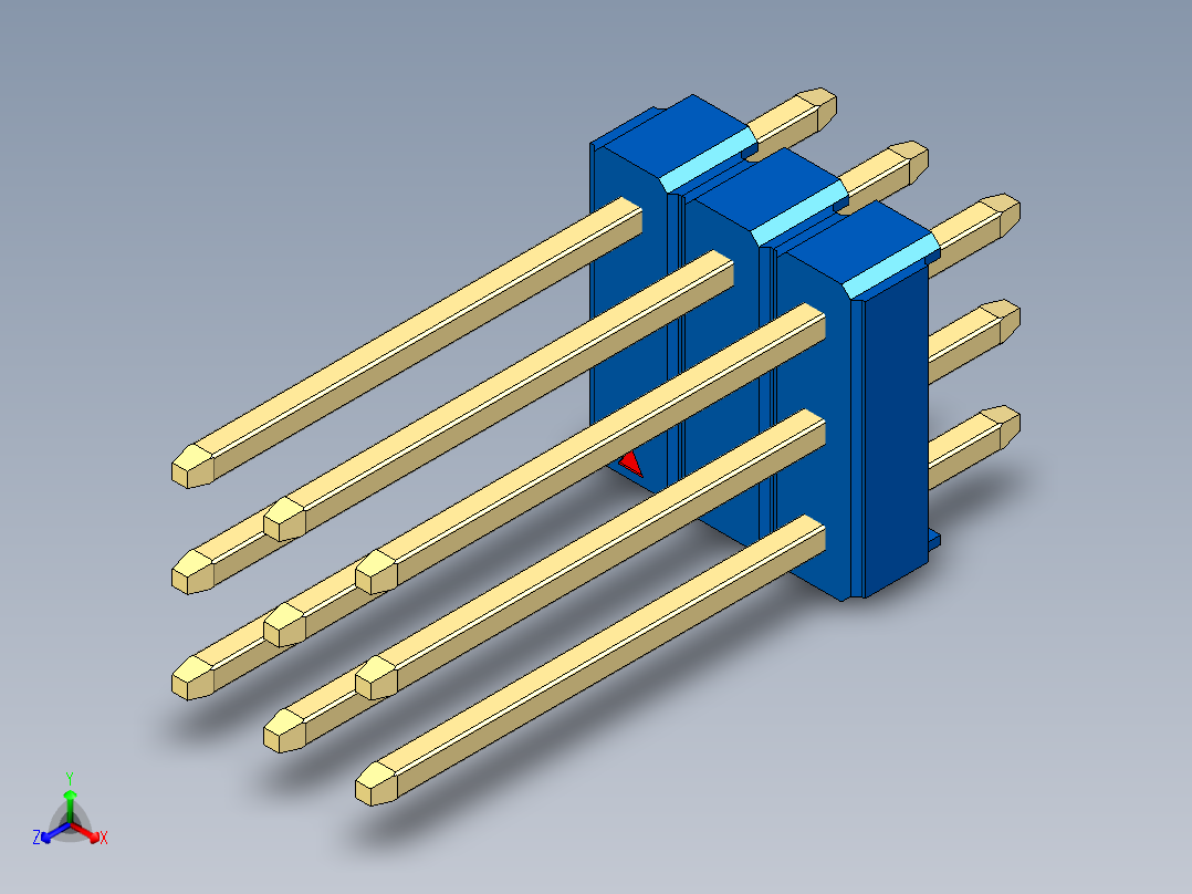 彩色公头100mil（2.54mm）系列-DS1021_blue_3x03p_100mil_Type5_rev1.0正等轴测图