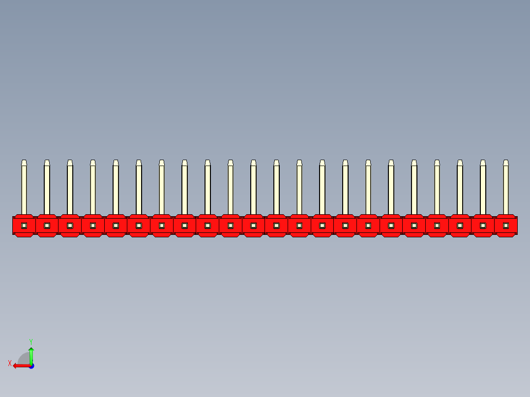 彩色公排针 100mil 2.54mm 系列-DS1022_red_22p_100mil_TypeU_rev1.0后视图