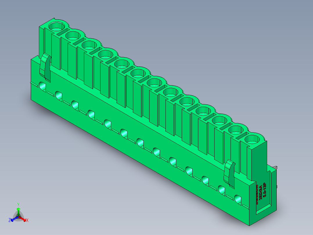 DEGSON 2EDG 系列 5.0mm 可插拔接线端子组-2EDGA-5.0-13P-14-00AH正等轴测图