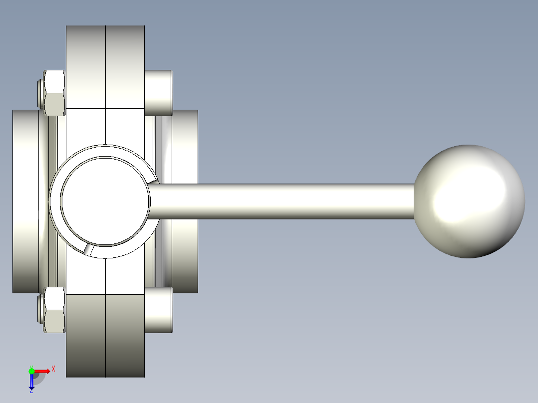 手动蝶阀俯视图