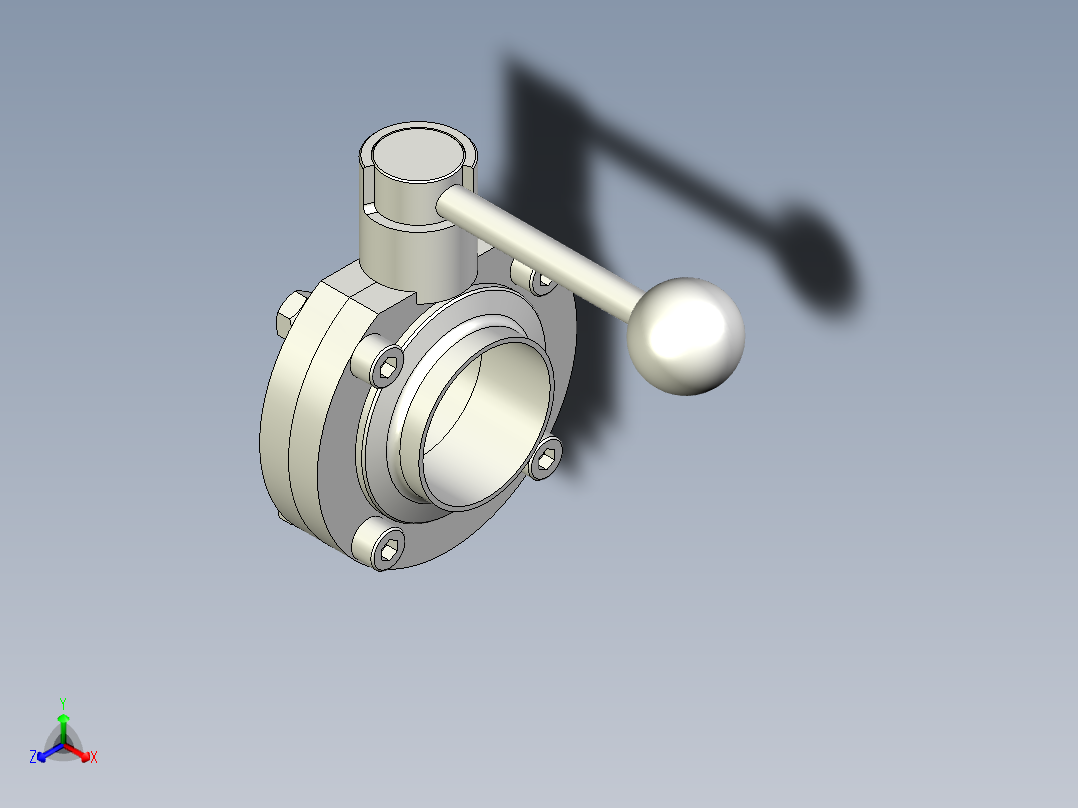 手动蝶阀正等轴测图