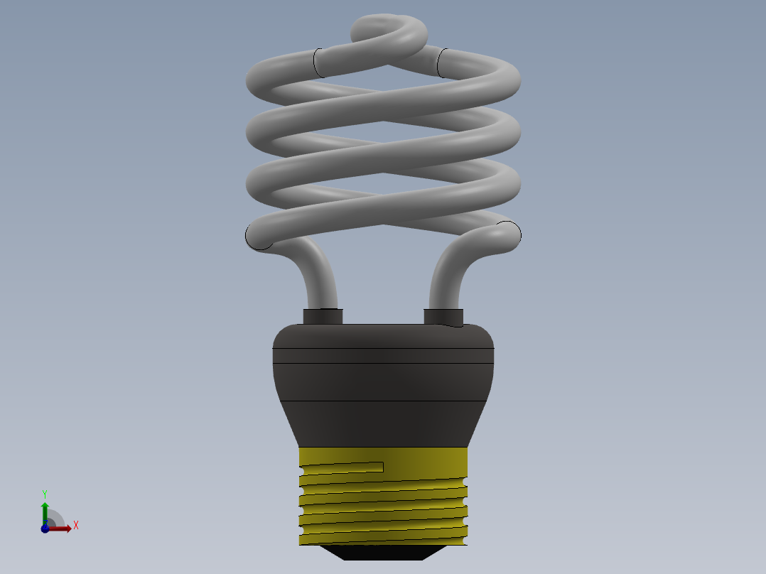 普通螺旋式白炽灯三维建模图纸 solidworks设计前视图