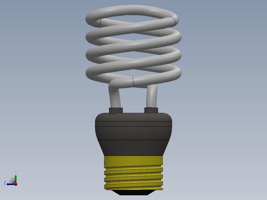 普通螺旋式白炽灯三维建模图纸 solidworks设计右视图