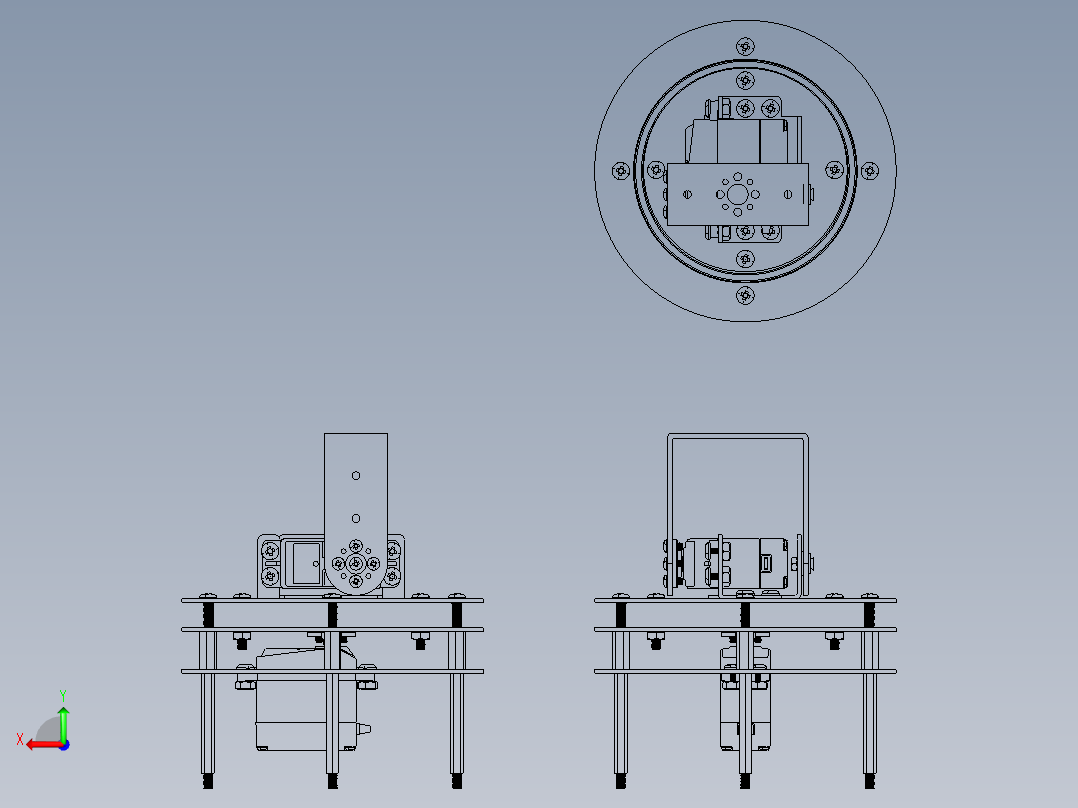 圆形旋转云台后视图