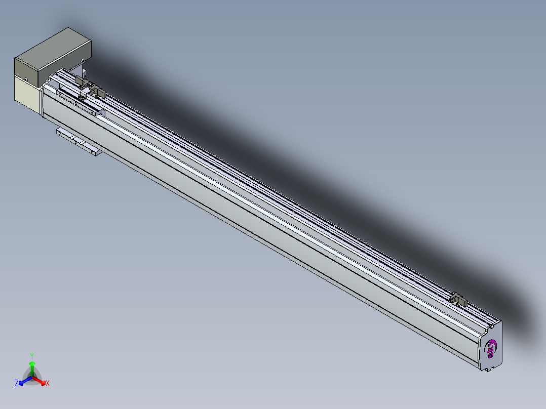 同步带滑台-半封闭B10H-L45-S1000-RD-P40-D3正等轴测图