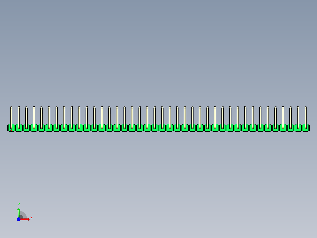 彩色公排针 100mil 2.54mm 系列-DS1022_green_40p_100mil_TypeU_rev1.0前视图