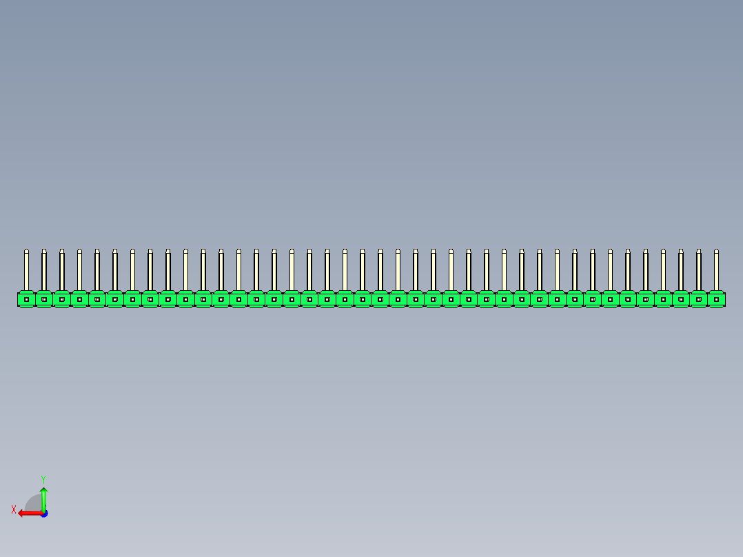 彩色公排针 100mil 2.54mm 系列-DS1022_green_40p_100mil_TypeU_rev1.0后视图