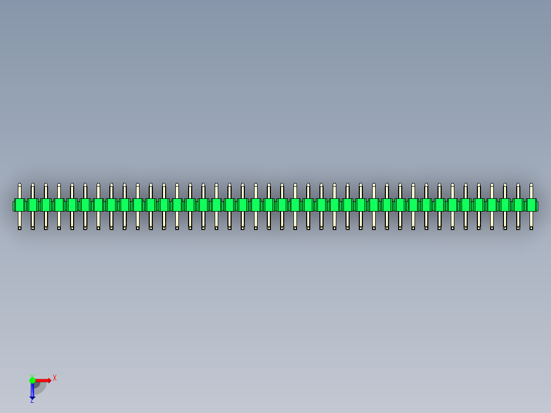 彩色公排针 100mil 2.54mm 系列-DS1022_green_40p_100mil_TypeU_rev1.0俯视图