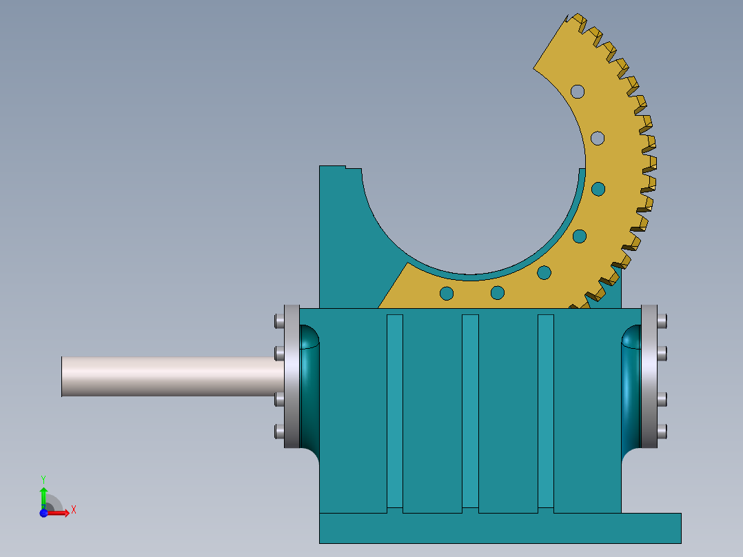 蜗-轮蜗杆减速器SolidWorks建模前视图