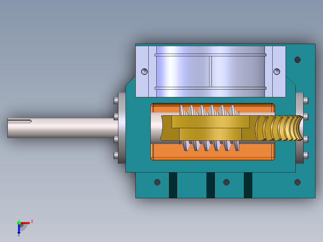 蜗-轮蜗杆减速器SolidWorks建模俯视图