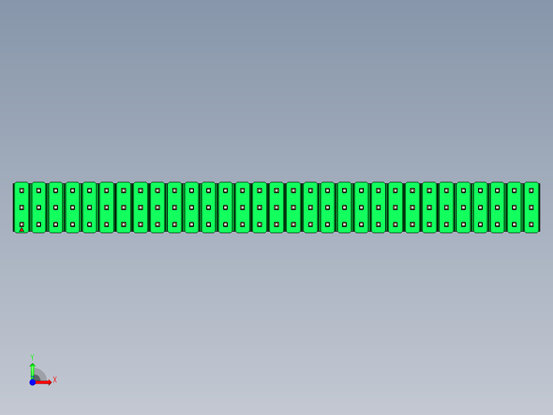 彩色公头100mil（2.54mm）系列-DS1021_green_3x31p_100mil_Type1_rev1.0前视图