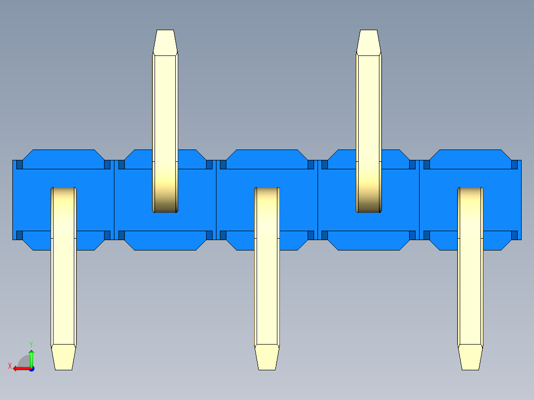 彩色公排针 100mil 2.54mm 系列-DS1022_blue_05p_100mil_Type_SMT_R2_rev1.0后视图
