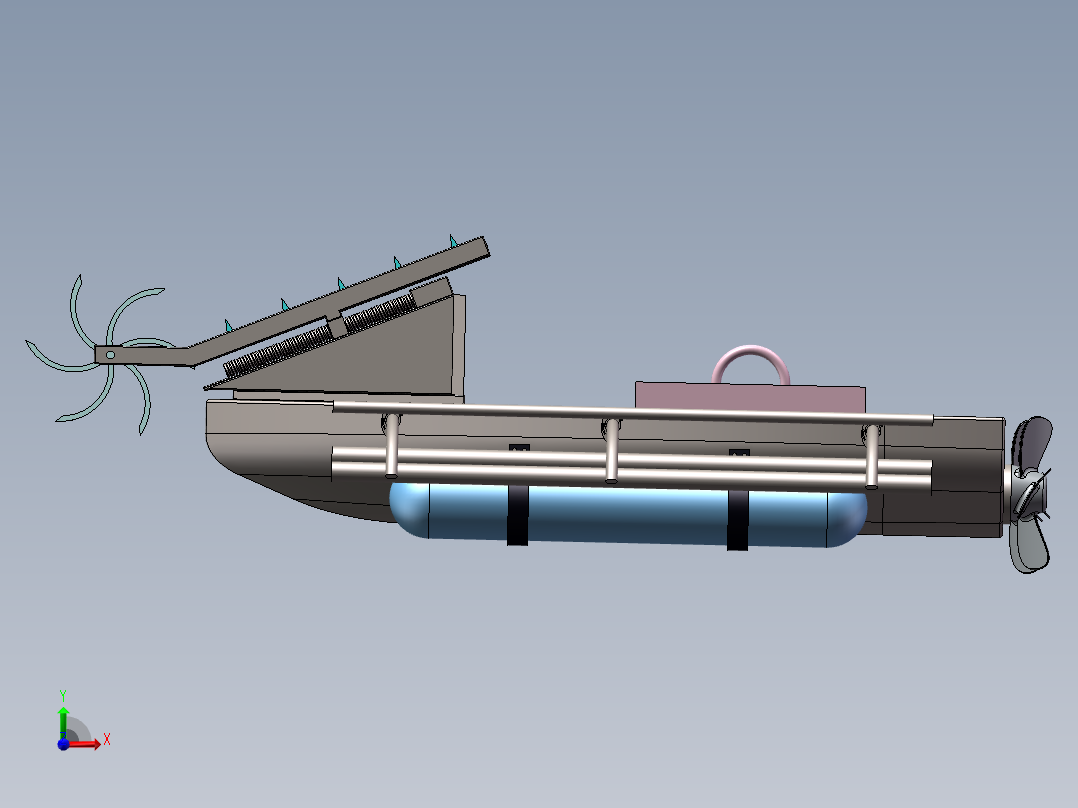 水面垃圾清理船前视图