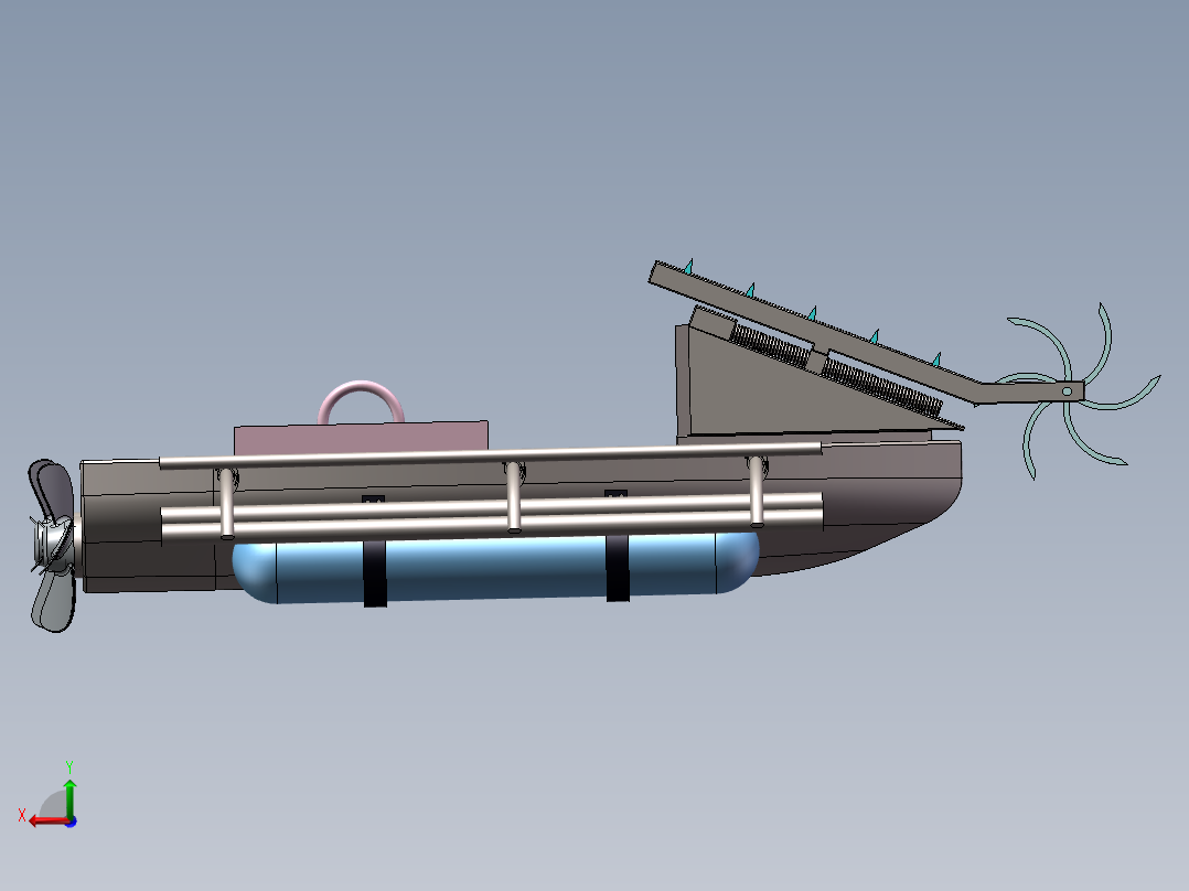 水面垃圾清理船后视图