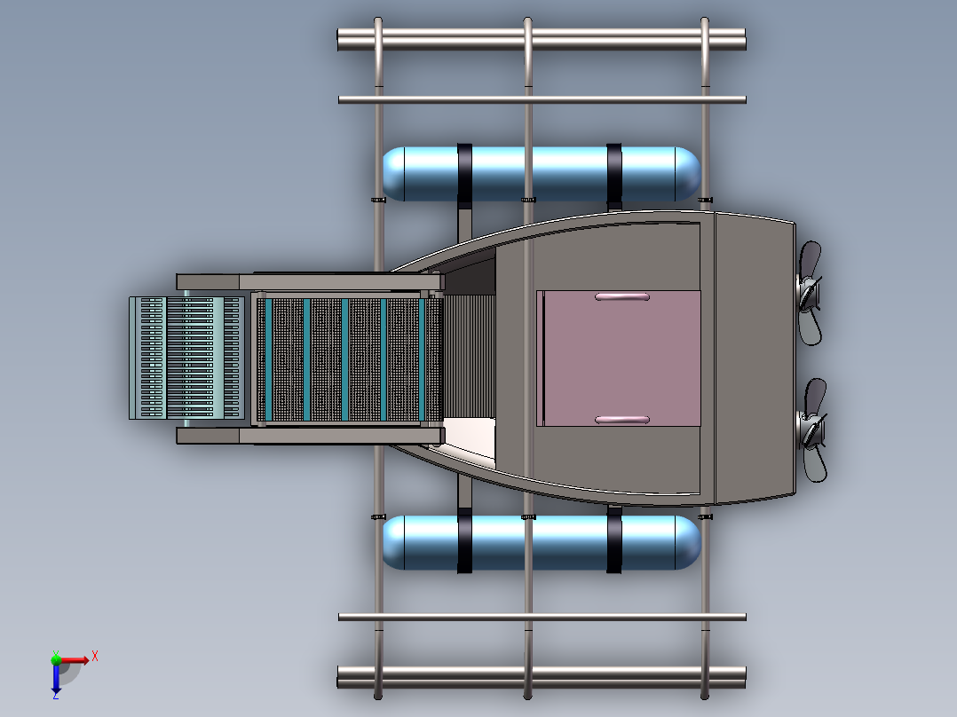 水面垃圾清理船俯视图