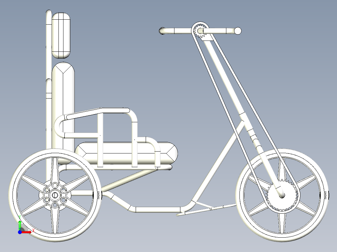 57---轮椅自行车SW三维图纸sw2015三维图纸模型设计图纸前视图