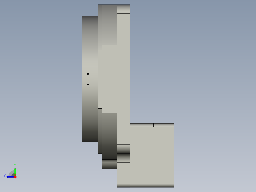 中空旋转平台KFN200-10模型-T(14-40 73-3 4-5.5-69.6-69.6)右视图