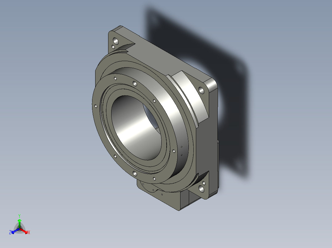 中空旋转平台KFN200-10模型-T(14-40 73-3 4-5.5-69.6-69.6)正等轴测图
