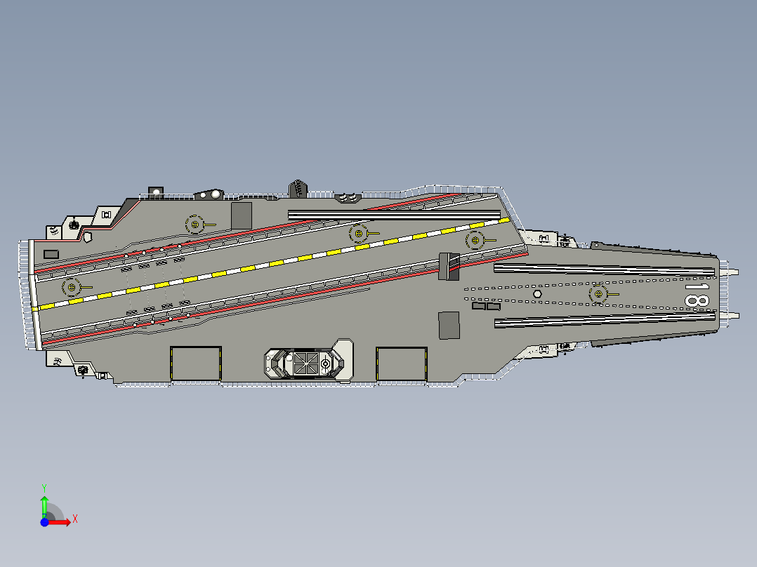 福建舰三维模型前视图