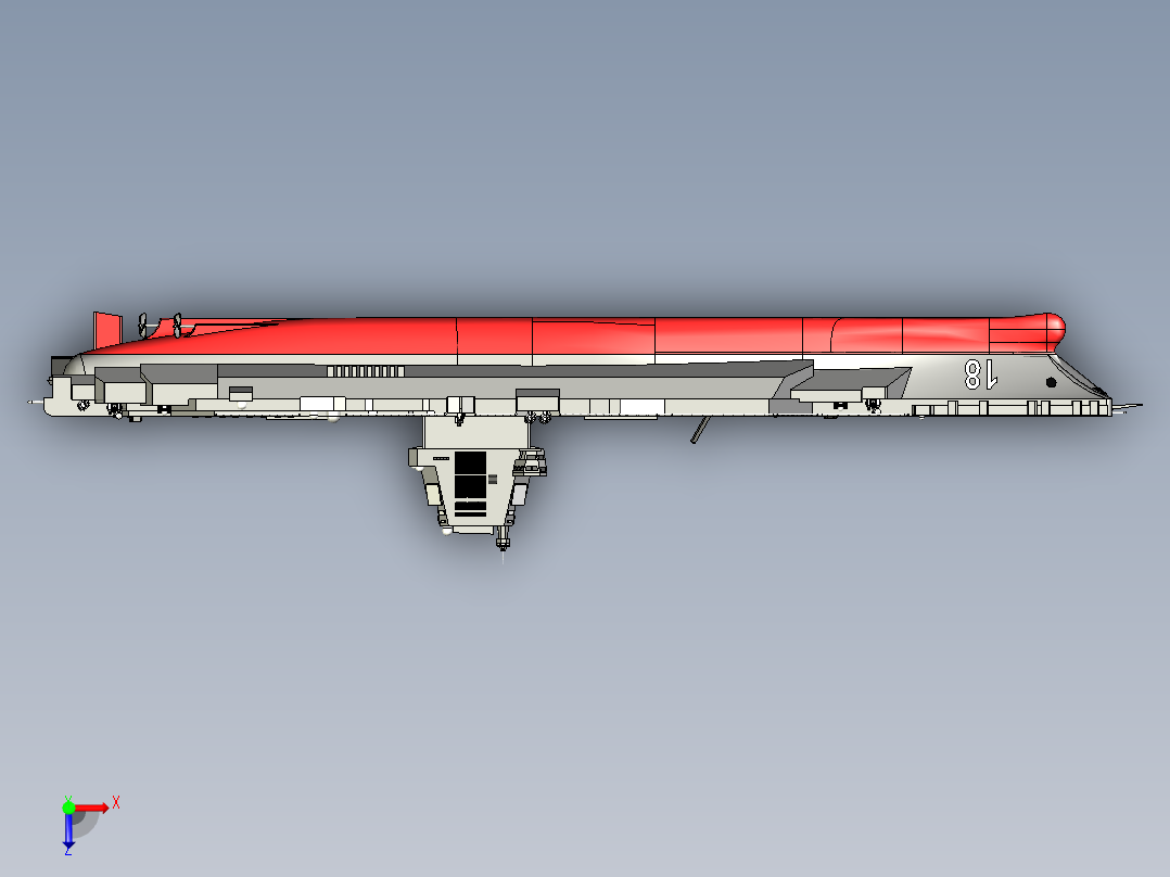 福建舰三维模型俯视图